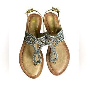 GC Shoes Sunshine Rhinestone Strappy Flat Sandals Size 8.5